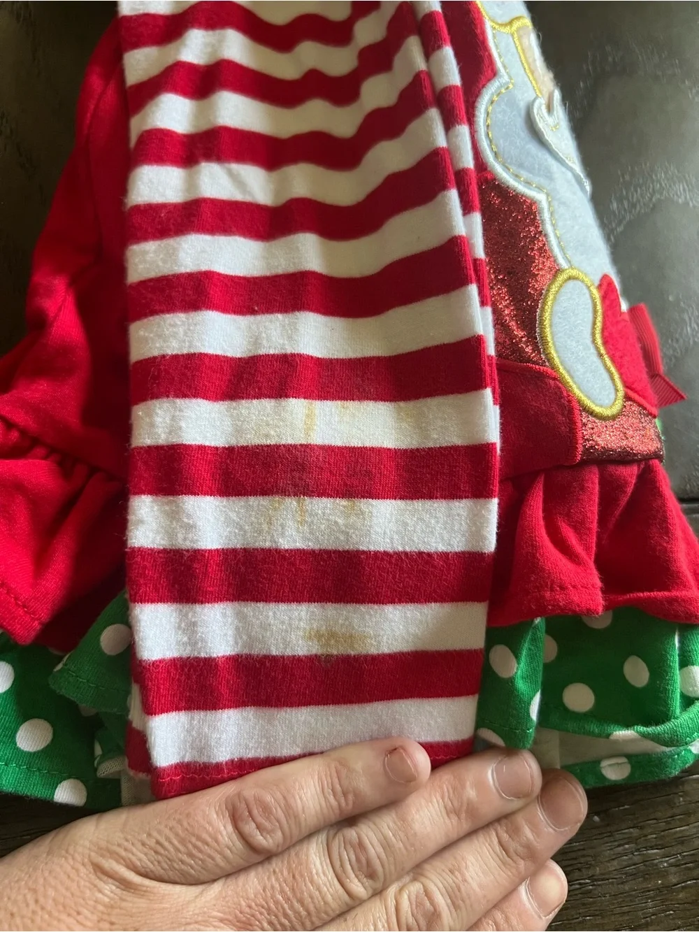 Rare Editions Red & White Striped Santa Pajama Set with Green Accents